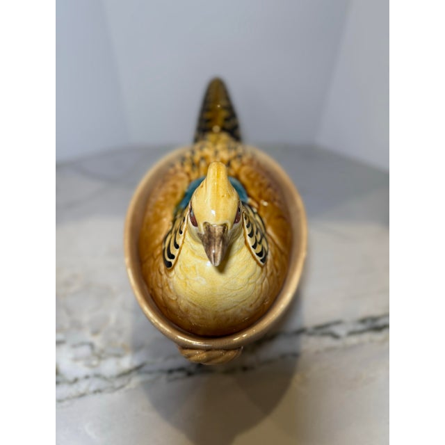 Early 20th Century French Sarreguemines Majolica Pheasant Tureen, "Peasant Village" Mark For Sale In San Antonio - Image 6 of 7