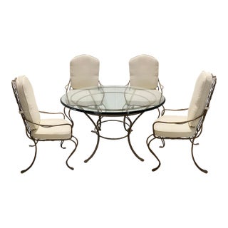 Rose Tarlow's Iron "Twig" Outdoor Dining Table and Chairs With New Cushions For Sale