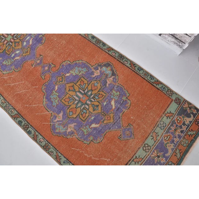 Textile 1950s Anatolian Floral Oushak Hallway Runner For Sale - Image 7 of 10