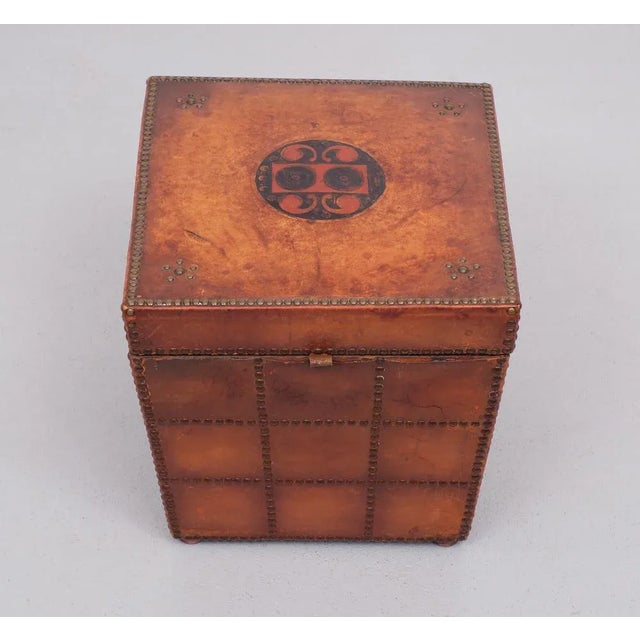 Antique French Leather Embossed Box, 1880 For Sale - Image 4 of 10