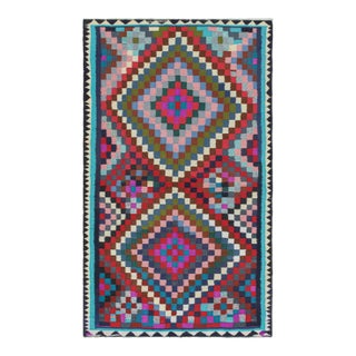 1950s Vintage Kurdish Persian Kilim With Vibrant Geometric Patterns by Rug & Kilim For Sale