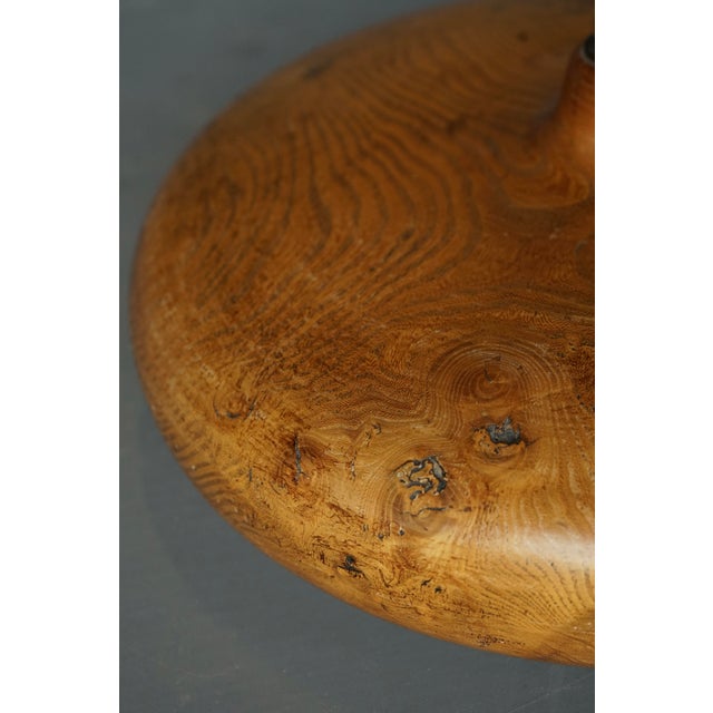 Wood French Turned Elm Wood Table Lamp, 1950s For Sale - Image 7 of 13