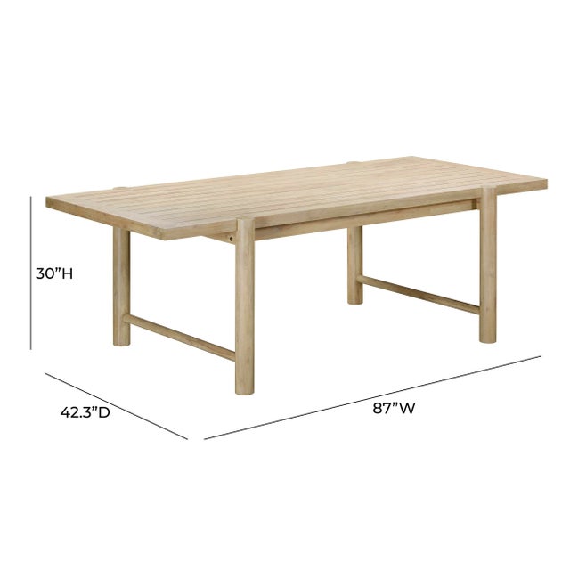 Gata Light Teak Outdoor Rectangular Dining Table For Sale In Los Angeles - Image 6 of 7