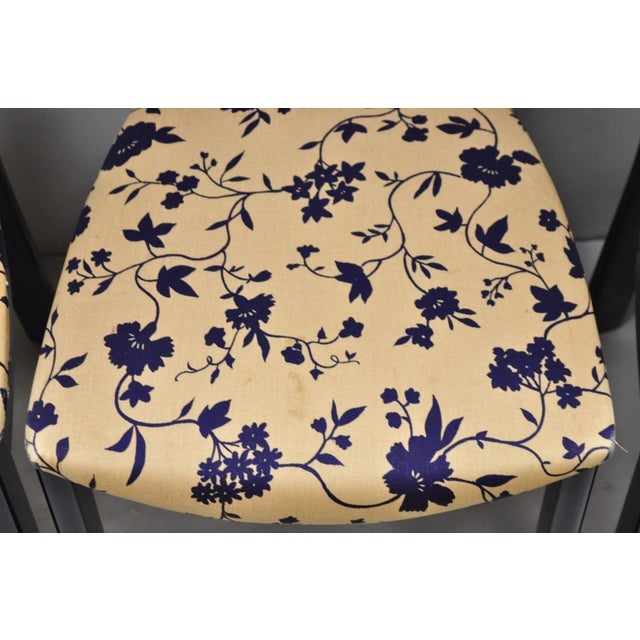 Vintage Italian Hollywood Regency Navy Blue Lacquer Cane Dining Chair - Set of 4 For Sale In Philadelphia - Image 6 of 16