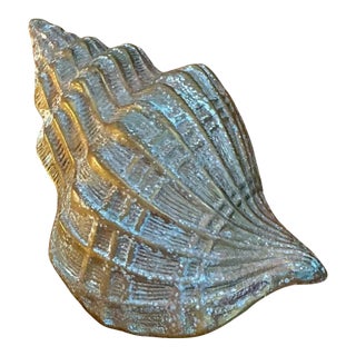 Vintage Patinated Brass Conch Shell For Sale