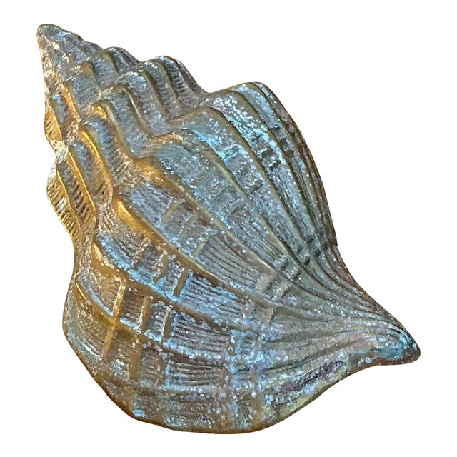 Vintage Patinated Brass Conch Shell For Sale