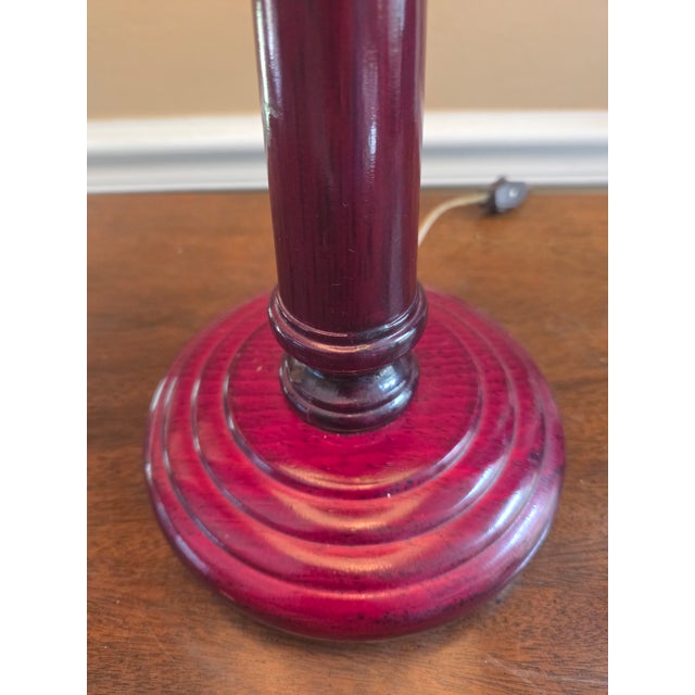 Vintage Wood and Brass Candlestick Library Lamp For Sale - Image 10 of 11