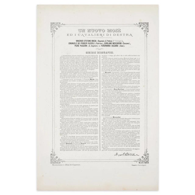 New moses and right knights is an original artwork realized in 1873 by antonio manganaro. Original colored lithograph....