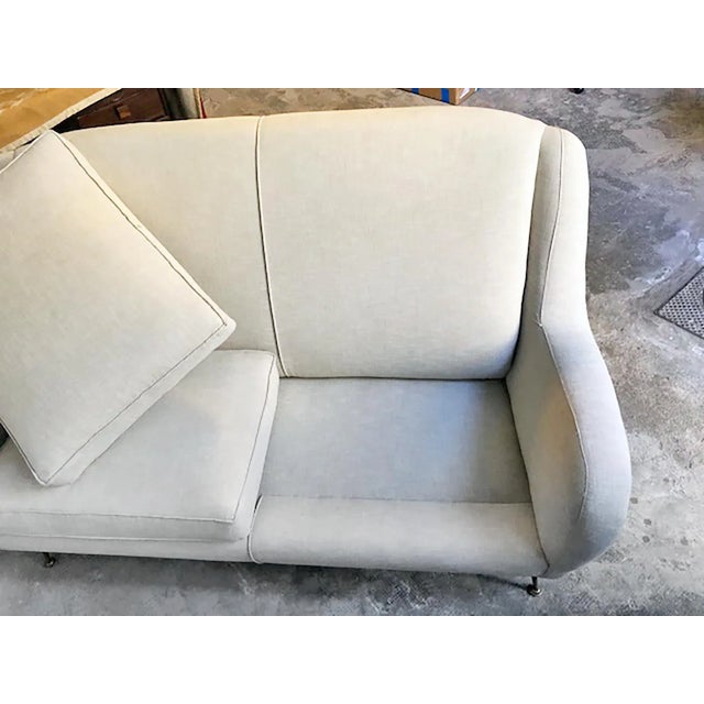 Wood Vintage Italian Sofa with Padded Seats and Brass Legs, 1950s For Sale - Image 7 of 8