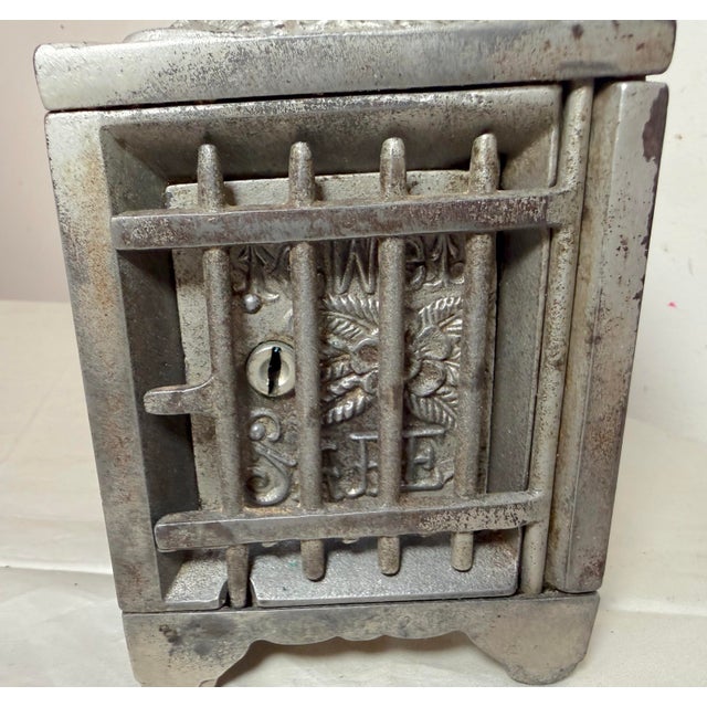 19th Century Antique 19th Century Cast Iron Je Stevens Jewel Safe Deposit Lockable Still Bank For Sale - Image 5 of 14