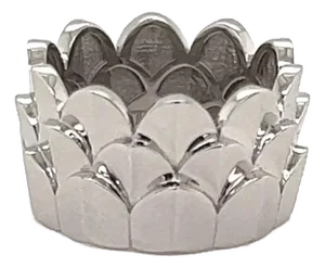 Fred of Paris 18k White Gold 12mm Wide 3 Tier Crown Band Ring - Size 6