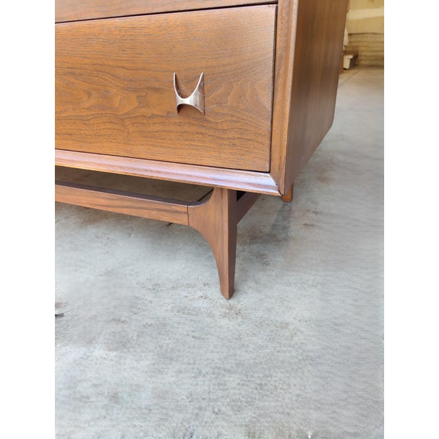 Chocolate Broyhill Brasilia Mid Century Lowboy Dresser and Original Mirror For Sale - Image 8 of 13