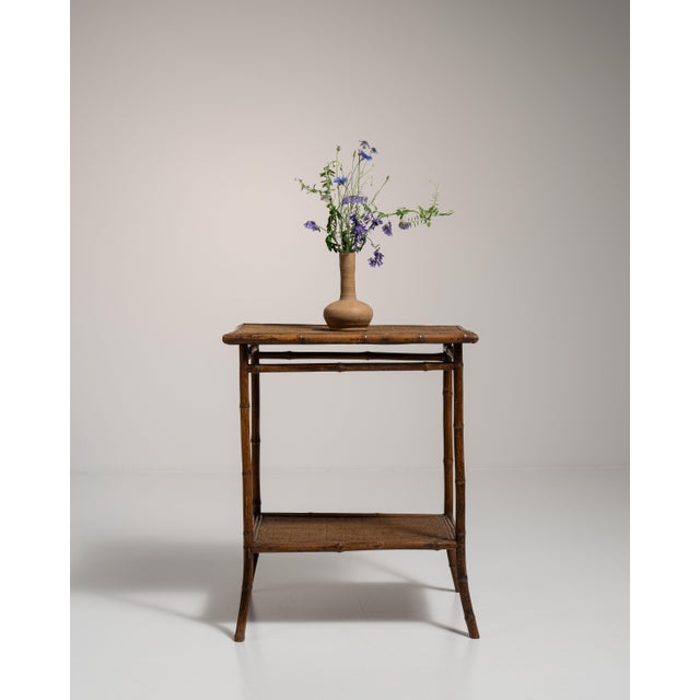Brown 19th Century France Napoleon III Brown Bamboo Side Table For Sale - Image 8 of 13