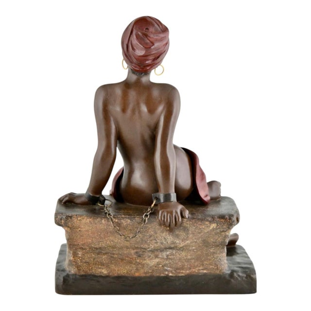 Emmanuel Villanis, Art Nouveau Sculpture of Seated Girl, 1900, Metal For Sale - Image 6 of 9