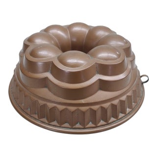 Antique German Copper Mold – g.m.t. & Bro. / Germany – Heavy Gauge Rolled Lip – 10” For Sale