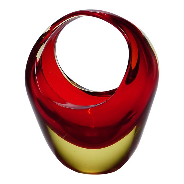 Bowl in Red Sommerso Glass, Flavio Poli for Seguso Murano 1950s For Sale