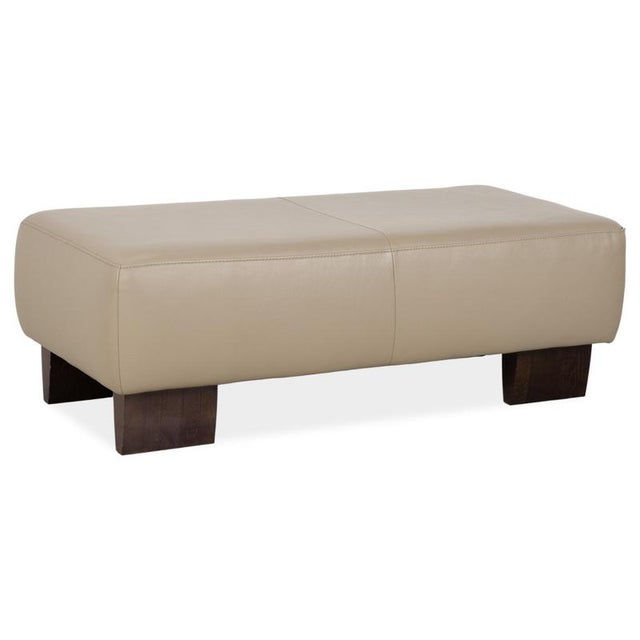 Beige Leather and Wood Ottoman from Musterring For Sale - Image 9 of 9