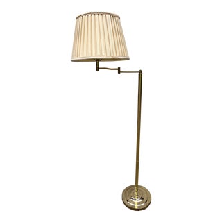 Vintage Swinging Arm Brass Floor Lamp For Sale