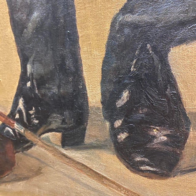 Mid 20th Century Equestrian Boot Still Life Oil Painting - Unsigned For Sale - Image 9 of 11