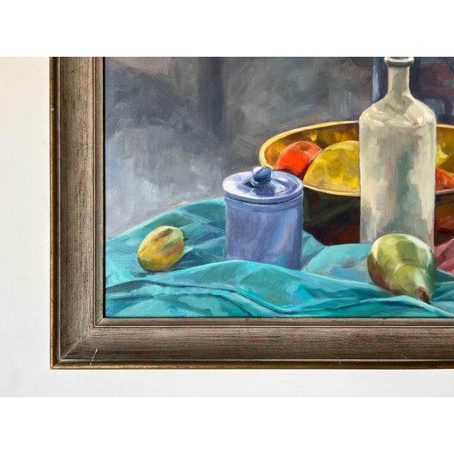Wood 70's Jam Pamhuis Mid-Century Still Life Oil on Canvas Painting For Sale - Image 7 of 12