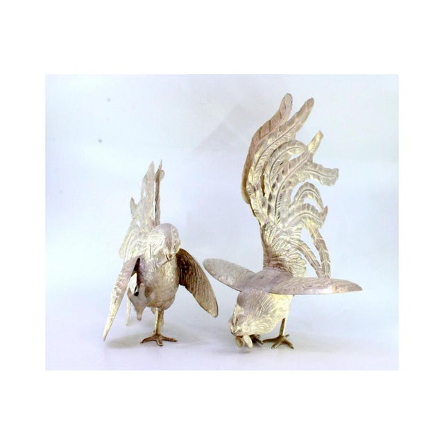 Fighting Cocks in Silver with Reliefs and Applications, Set of 2, in Very Good conditions. Designed from 2000 This piece...