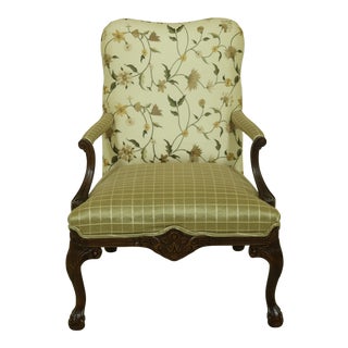 Georgian Style Claw Foot Upholstered Open Armchair For Sale