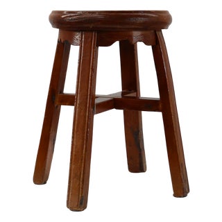 Antique French Round Stool in Oak, 1850 For Sale