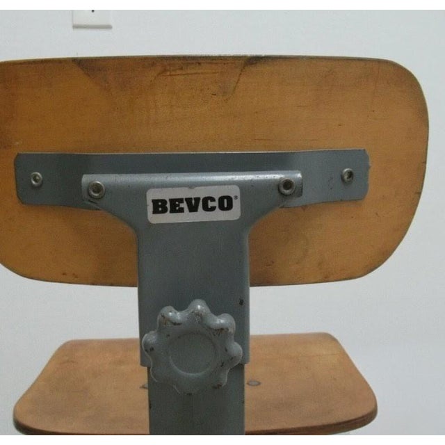 Wood Vintage Bevco Industrial Counter Swivel Bar Drafting Stool Chair Toledo Style For Sale - Image 7 of 12