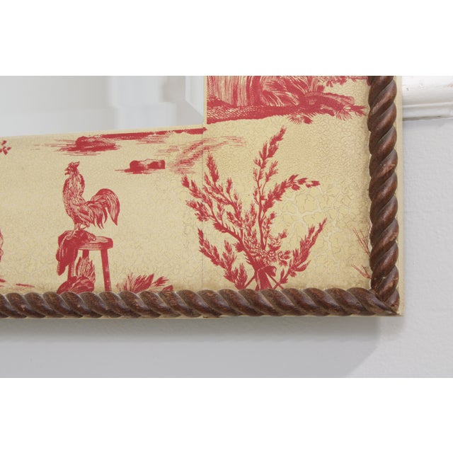 Chintz Crackle Painted Red and Cream Wall Mirror For Sale In Philadelphia - Image 6 of 13