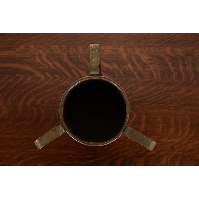 Early 20th Century Antique Stickley Brothers Arts & Crafts Three-Handled Large Copper and Brass Vase For Sale - Image 5 of 13