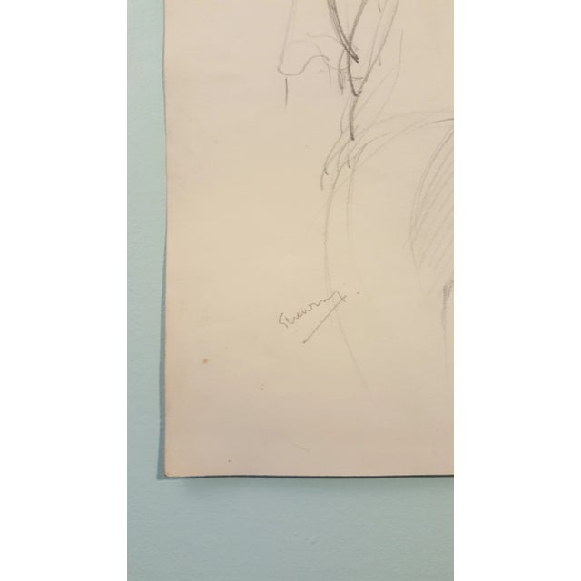 Paper 2 Sided Drawing of Carpenter By Eileen Churm For Sale - Image 7 of 9