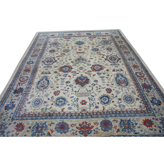 Early 21st Century Fine Woven Turkish Oushak Rug 11'8" X 15'9" For Sale - Image 5 of 6