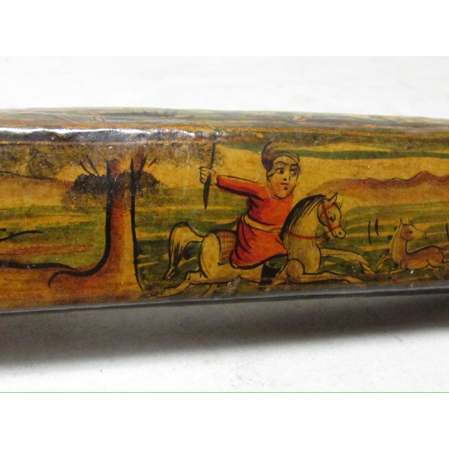 Mustard Antique Persian Scribes Pen Box, Qalamdan For Sale - Image 8 of 12