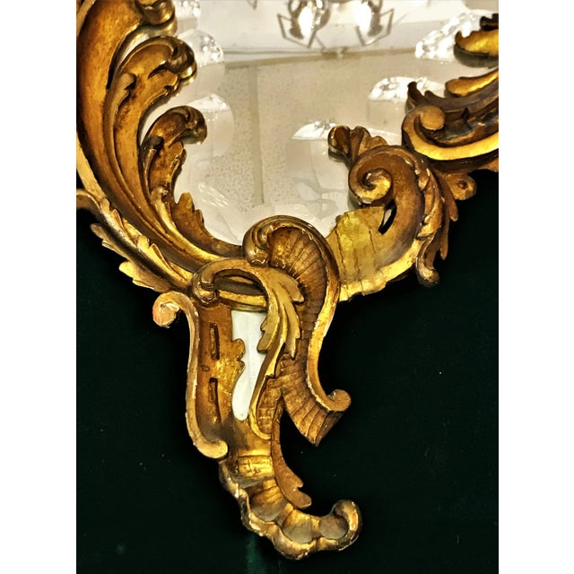 Early 19th Century Victorian Mirror With Elaborate Beveled Edge, Staggered Candle Shelves, and Gilt Wood Finish For Sale - Image 4 of 13