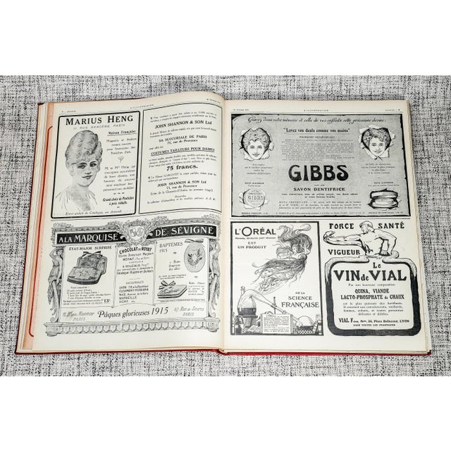 Rare 1915 l'Illustration French France World War I Photos Illustrations Advertising Antique Oversized Book For Sale - Image 15 of 17