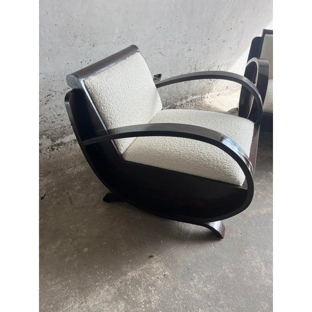 Art Deco Club Chairs in Curved Wood, Set of 2 For Sale - Image 9 of 9