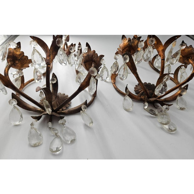 Gold 1960s Hollywood Regency Candle Sconces - A Pair For Sale - Image 8 of 11
