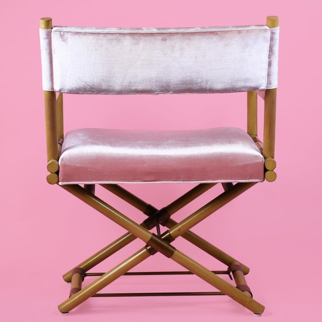 Vintage Faux Bamboo Director's Chair With Blush Velvet Upholstery For Sale - Image 4 of 4