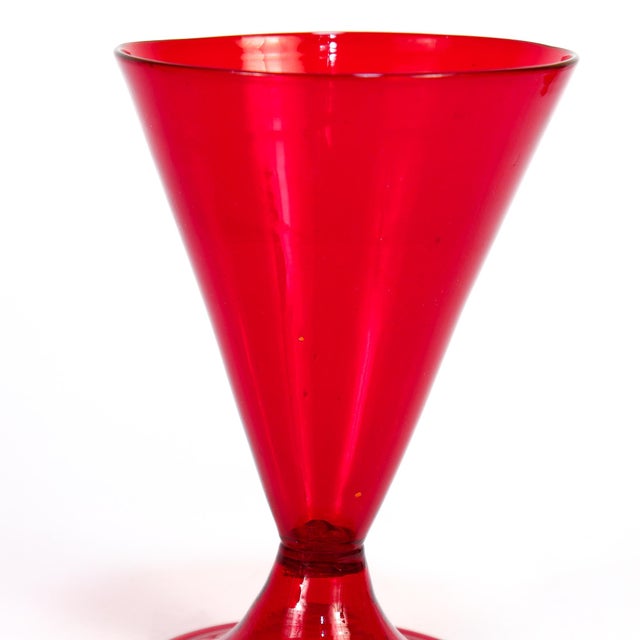 Set of 12 Red Venetian / Murano Glass Salviati Attributed Wine Goblets or Cups For Sale - Image 15 of 18