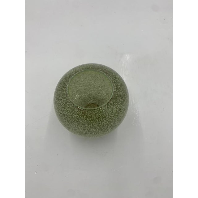 Mid-Century Studio Art Glass Pedestal Squat Vase - Seafoam Mottle 5" For Sale In Atlanta - Image 6 of 6