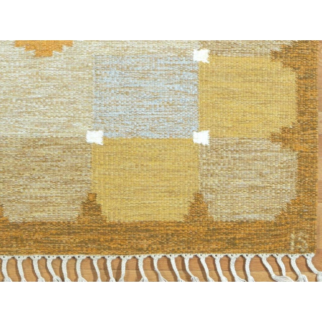 Wonderful handwoven Rollakan wool rug designed and signed by Ingegerd Silow,one of Sweden's most celebrated textile...