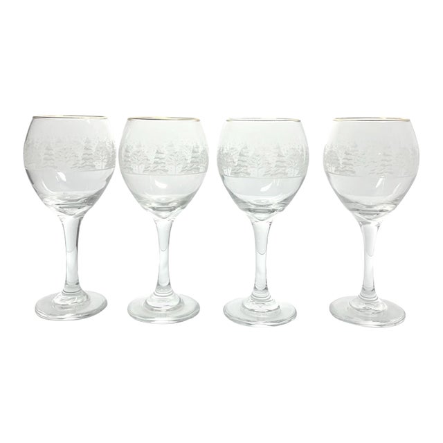 Lynn’s China “Pines” Set of 4 Wine, Water or All Purpose Glasses For Sale