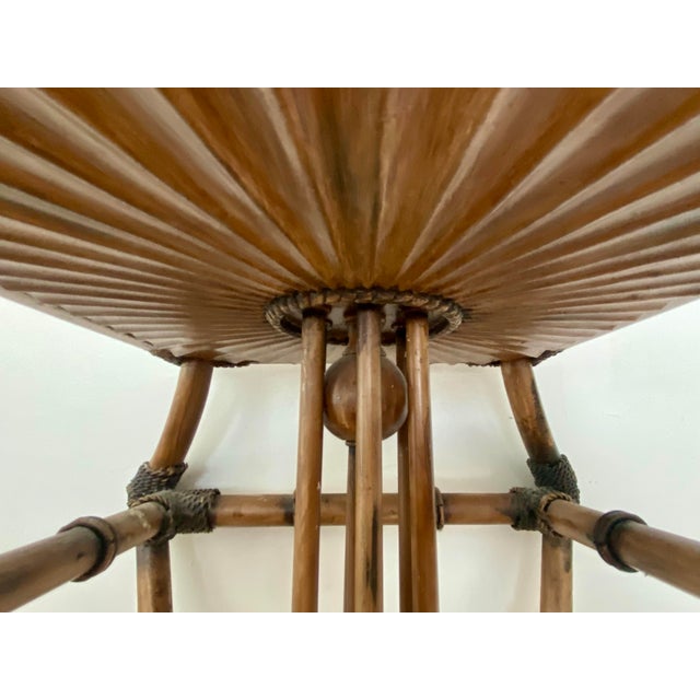 Mid 20th Century Vintage Mid-Century Faux Bamboo & Rattan Pagoda Hanging Lantern Pendant Chandelier For Sale - Image 5 of 8