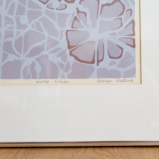 Metal Purple Abstract Water Lilies Print by Carolyn Shattuck | Signed and Numbered For Sale - Image 7 of 9