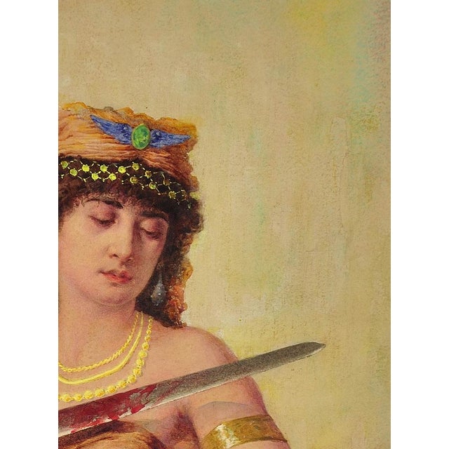 Paper Charles Bellay, Salome with Bloodied Sword, 1860s, Watercolor on Paper, Framed For Sale - Image 7 of 18