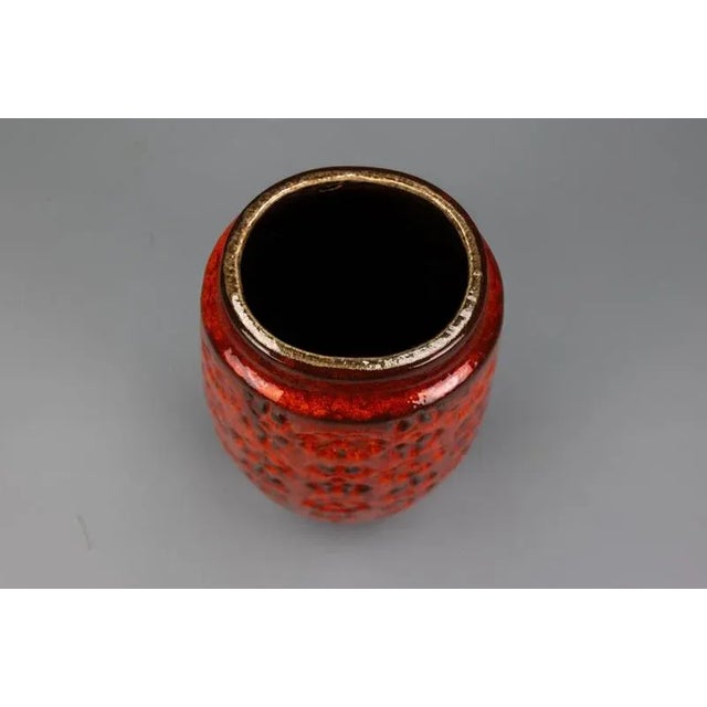Mid-Century Fat Lava Red Glazed Ceramic Vase from Bay Keramik, W. Germany, 1970s For Sale - Image 11 of 15
