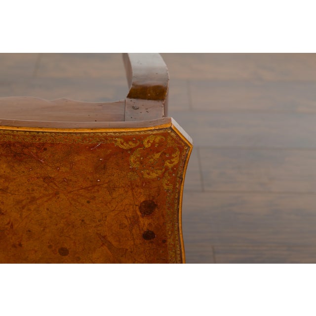 French 19th Century Walnut Side Table with Leather Top and Long Lateral Drawer For Sale - Image 11 of 12