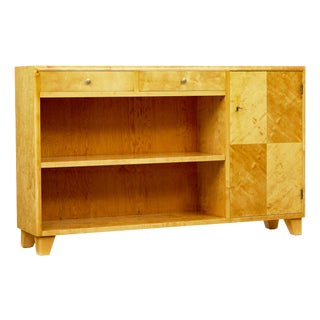 Mid-Century Modern Scandinavian Satin Birch Low Open Bookcase, 1950 For Sale