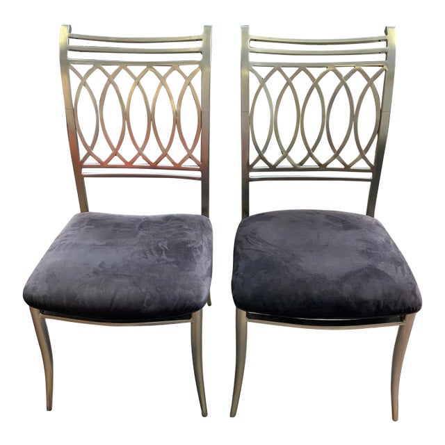Late 20th Century Metal Dining Chairs, a Pair For Sale