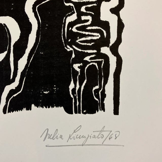 Abstract 1960’s Original Vintage Abstract Wood Block Print Signed & Numbered For Sale - Image 3 of 5